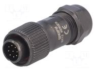 Connector: circular; plug; male; PIN: 9; IP67; ST12; 5÷8mm; 3A; 125V WEIPU