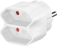 Socket Adapter, white - compact multi plug with 2x Europlug (Type C CEE 7/16)