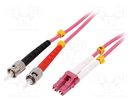 Fiber patch cord; OM4; LC/UPC,ST/UPC; 10m; LSZH; pink; Øcable: 2mm LOGILINK