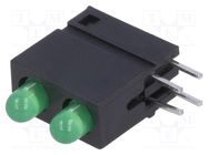 LED; in housing; 3mm; No.of diodes: 2; green; 20mA; 40°; 2.2V; 25mcd SIGNAL-CONSTRUCT