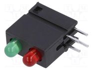 LED; in housing; 3mm; No.of diodes: 2; green/red; 20mA; 40°; 2÷2.2V SIGNAL-CONSTRUCT