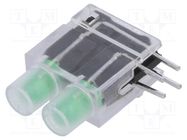 LED; in housing; 3.9mm; No.of diodes: 2; green; 20mA; 40°; 2.2V SIGNAL-CONSTRUCT