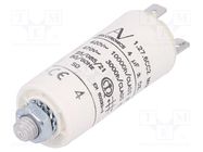 Capacitor: polypropylene; motors, run; 4uF; 420VAC; Ø25x56.5mm 