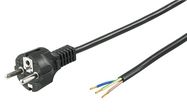 Protective Contact Cable for Assembly, 1.5 m, Black, (3*0.75 mm²) - safety plug hybrid (type E/F, CEE 7/7) > Loose cable ends