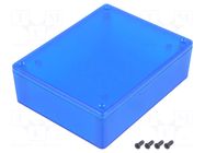 Enclosure: multipurpose; X: 94mm; Y: 121mm; Z: 38mm; 1591; ABS; blue HAMMOND
