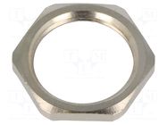 Nut; with earthing; M20; brass; Thk: 3mm; Spanner: 24mm; Pitch: 1.5 HUMMEL