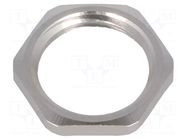 Nut; with earthing; M16; brass; Thk: 2.8mm; Spanner: 19mm; Pitch: 1.5 HUMMEL