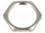 Nut; with earthing; PG16; brass; Thk: 3mm; Spanner: 26mm; Thread: PG HUMMEL