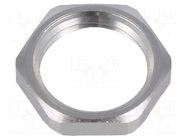 Nut; with earthing; PG7; brass; Thk: 2.8mm; Spanner: 15mm; Thread: PG HUMMEL