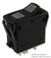 SWITCH, ROCKER, ILLUMINATED, DPDT, 20A, 12VDC, BLACK