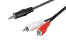 Audio Cable AUX Adapter, 3.5 mm Male to Stereo RCA Male, CU, 1 m, black - 3.5 mm male (3-pin, stereo) > 2 RCA male (audio left/right)