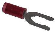 TERMINAL, SPADE/FORK, #6, CRIMP, RED