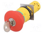 Switch: emergency stop with key; 22mm; Stabl.pos: 2; NC + NO; red SCHNEIDER ELECTRIC
