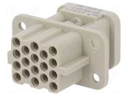 Connector: HDC; contact insert; female; 10A; 500V; Han Q; PIN: 18 HARTING
