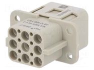 Connector: HDC; contact insert; female; 16A; 500V; Han Q; PIN: 9 HARTING