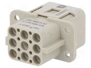 Connector: HDC; contact insert; female; 16A; 500V; Han Q; PIN: 9 HARTING