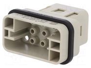 Connector: HDC; contact insert; male; 16A; 500V; Han Q; PIN: 9; 8+PE HARTING