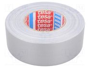 Tape: fixing; W: 50mm; L: 50m; Thk: 0.26mm; natural rubber; silver TESA