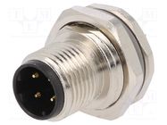 Connector: M12; socket; PIN: 4; male; D code-Ethernet; soldering TE Connectivity