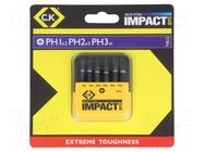 Kit: screwdriver bits; Phillips; 50mm; PH1,PH2,PH3; blister; 6pcs. C.K