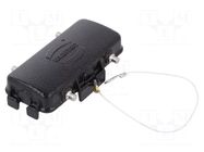Protection cover; size 16B; cord; Han® B; for double latch; black HARTING