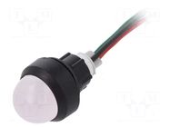 Indicator: LED; prominent; red/green; 230VAC; Ø13mm; cables; 300mm POLAM-ELTA