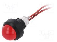 Indicator: LED; prominent; red; 230VAC; Ø13mm; leads 300mm; plastic POLAM-ELTA