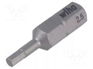 Screwdriver bit; hex key; HEX 2.5mm; 1/4"; Overall len: 25mm WIHA