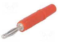 Plug; 2mm banana; 10A; 33VAC; 70VDC; red; nickel plated; -25÷90°C SCHÜTZINGER