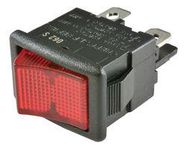 SWITCH, ROCKER, DPST, 10A, 250V, RED