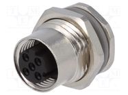 Connector: M12; socket; PIN: 4; female; D code-Ethernet; soldering TE Connectivity