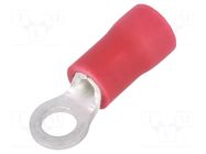 Tip: ring; M3; Ø: 3.2mm; 1.65mm2; crimped; for cable; insulated; red JST