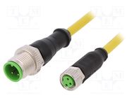 Connection lead; PIN: 3; 600mm; 50VAC; 4A; -30÷80°C; PVC; IP67; 60VDC MURR ELEKTRONIK