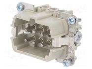 Connector: HDC; male; PIN: 6; size 6; contact insert; 500V; 16A; 6+PE WIELAND