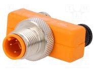 T adapter; M12 male,M8 female x2; PIN: 3; IP67; Y 