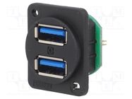 Socket; USB A; for panel mounting,plain screw hole,screw CLIFF