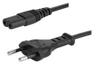 POWER CORD, EU, IEC C7, BLACK, 2M, 2.5A, 250V