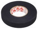 Tape: textile; W: 15mm; L: 25m; Thk: 250um; rubber; black; 8% SCAPA