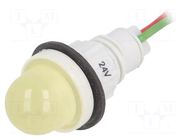 Indicator: LED; prominent; yellow; 24VDC; 24VAC; Ø13mm; cables POLAM-ELTA