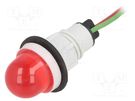 Indicator: LED; prominent; red; 24VDC; 24VAC; Ø13mm; leads 300mm POLAM-ELTA