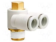 Push-in fitting; threaded,angled 90°; -1÷10bar; Thread: M5 SMC