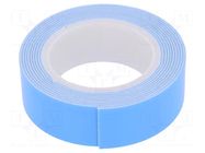 Tape: fixing; W: 19mm; L: 1.5m; Thk: 1.1mm; double-sided; white ANTICOR