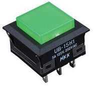 SWITCH, PUSHBUTTON, ILLUMINATED, SPDT, 0.1A, 28V, GREEN