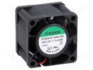 Fan: DC; axial; 12VDC; 36x36x28mm; 30.75m3/h; 55.7dBA; ball; 28AWG SUNON