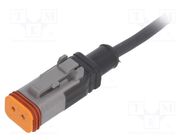 Connection lead; DT06-2S; PIN: 2; straight; 5m; plug; 48VAC; 8A; SAC PHOENIX CONTACT