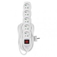 Extension Cord 10 m / 5 sockets / switch / white / PVC / 1.5 mm2, EMOS