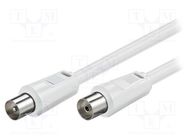 Cable; 75Ω; 5m; coaxial 9.5mm socket,coaxial 9.5mm plug; white Goobay
