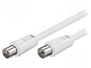 Cable; 2.5m; coaxial 9.5mm socket,coaxial 9.5mm plug; white; 75Ω Goobay