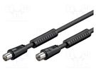 Cable; 75Ω; 1.5m; coaxial 9.5mm socket,coaxial 9.5mm plug; black Goobay