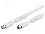 Cable; 75Ω; 2.5m; coaxial 9.5mm socket,coaxial 9.5mm plug; white Goobay